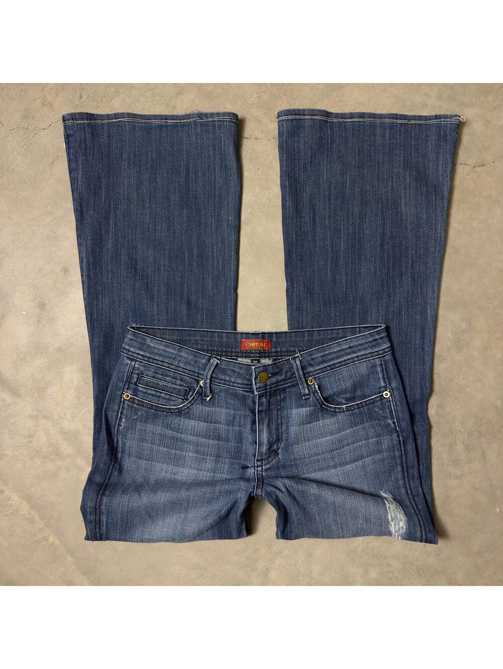 Christin Michaels Flare Jeans Womens Size 30 Dark Wash Boho